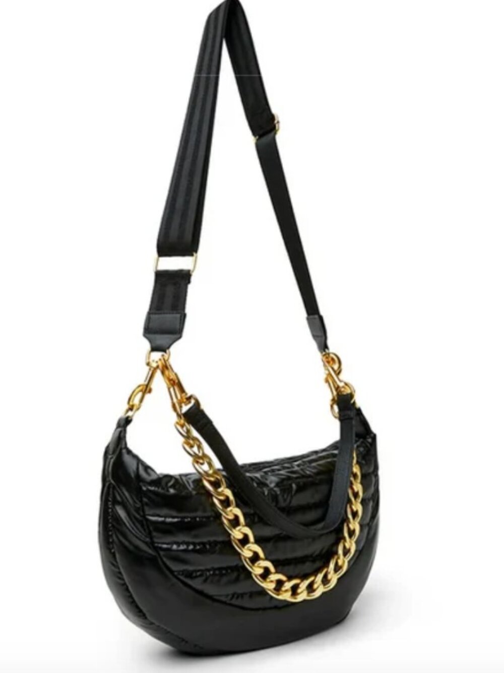 Think Roylin Hobo Bag Black with Gold Chain Cross Body
